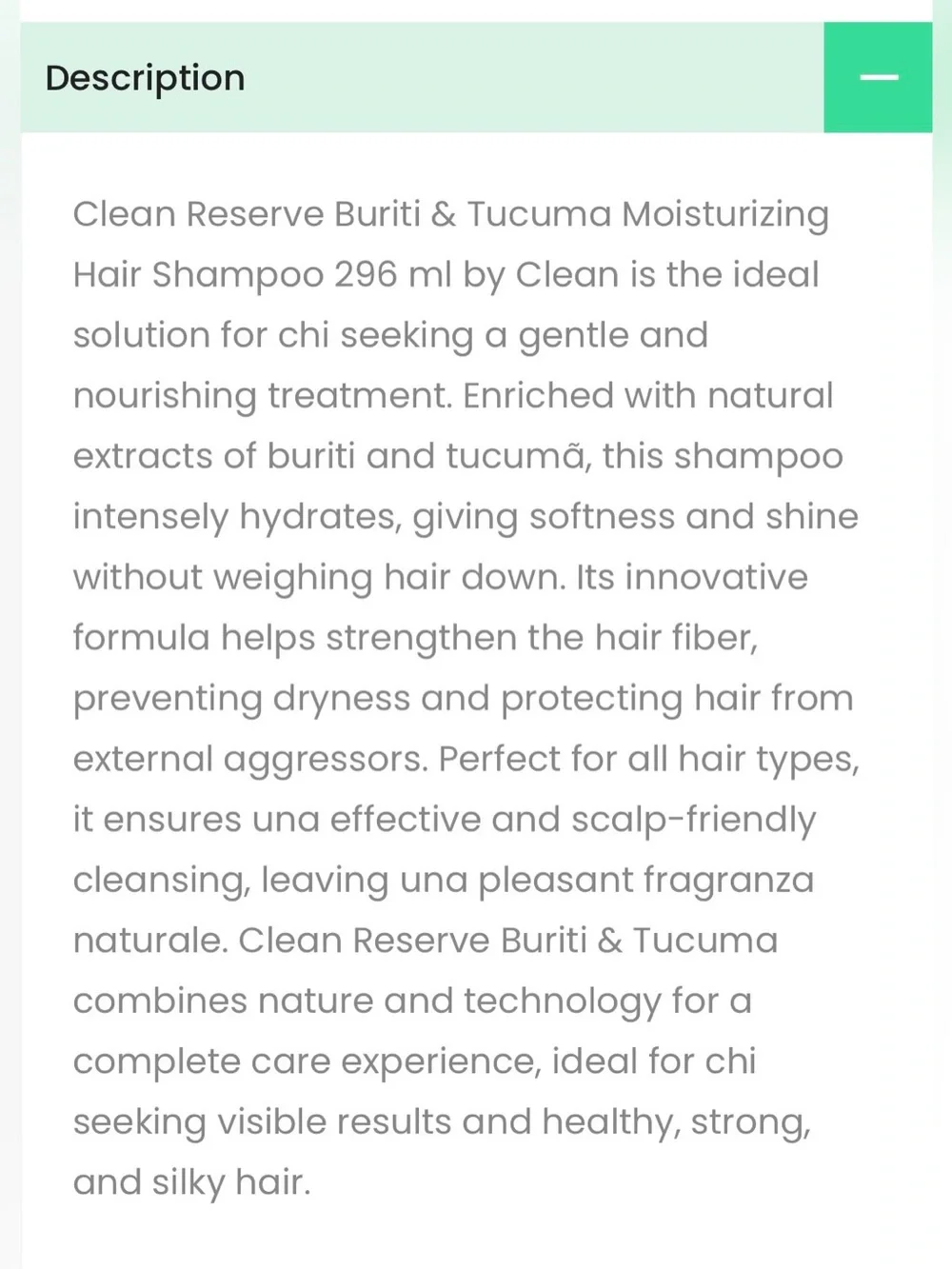 Clean Reserve Buriti & Tucuma Moisturizing Hair Shampoo & Conditioner 296 ml